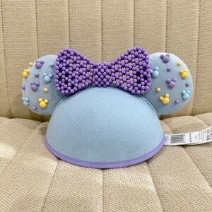 NEW Disneyland Parks Minnie Mouse Ears‎ Hat Pastel Blue Purple Beaded